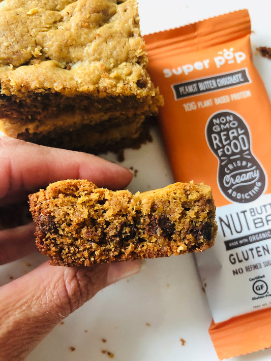 PEANUT BUTTER CHOCOLATE BLONDIES (Gluten Free, Dairy Free)