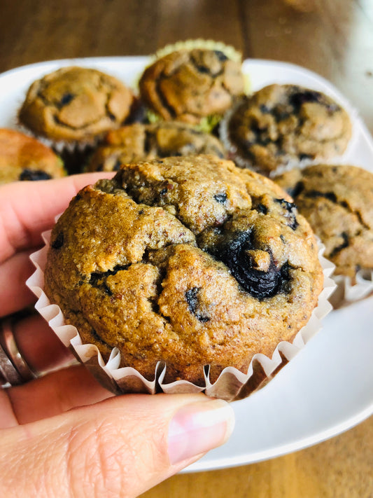 Banana Blueberry Muffins (Gluten Free, Paleo, Dairy Free)