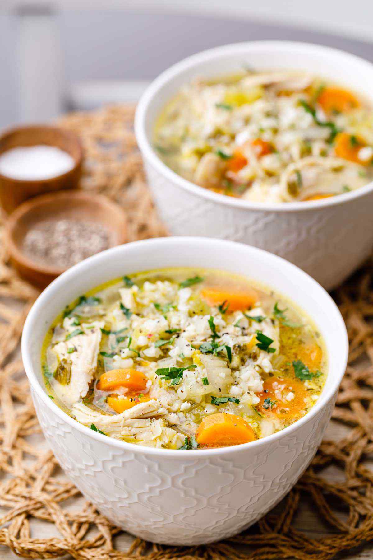 Instant Pot Chicken and Cauliflower Rice Soup (Low Carb, Paleo, Gluten Free)