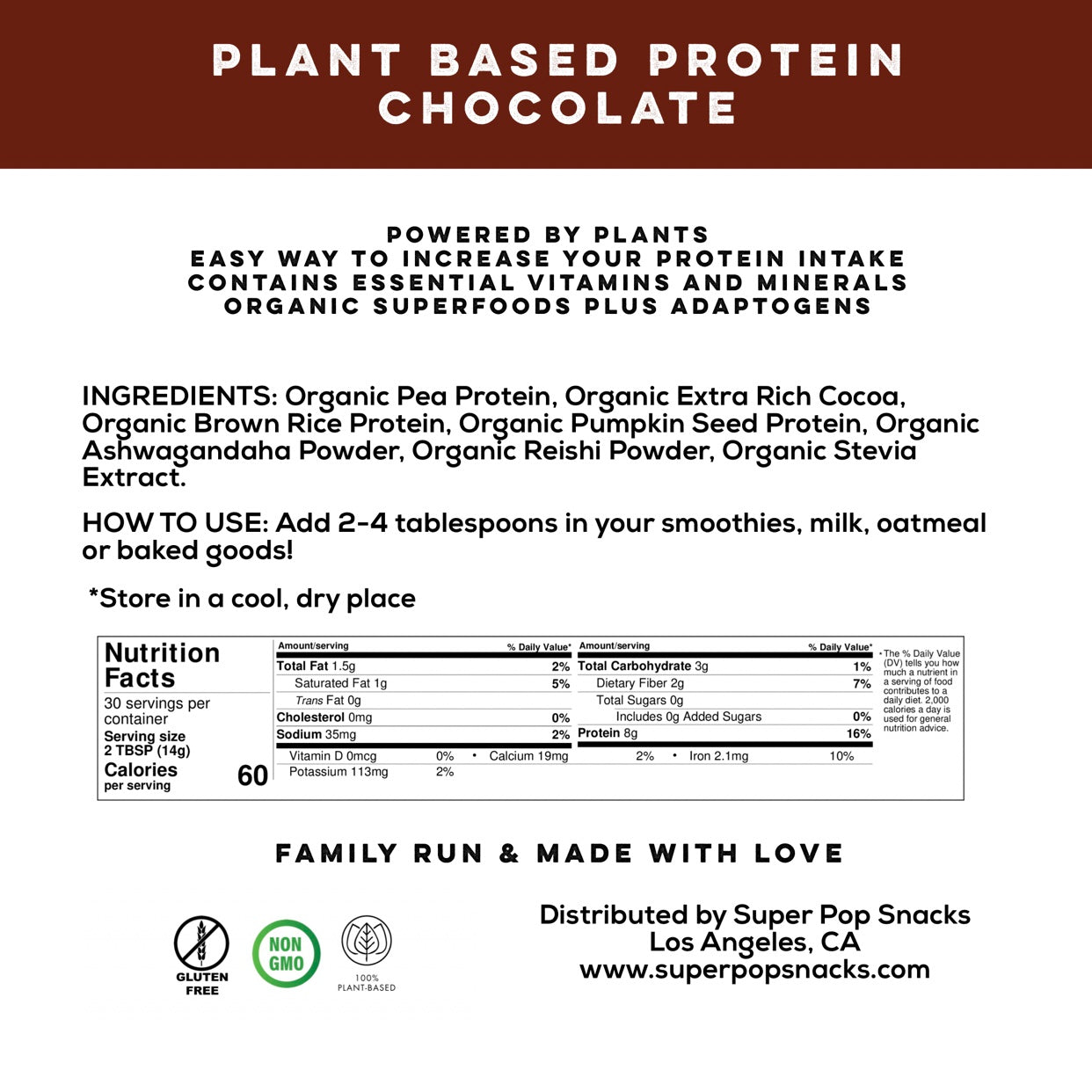 Protein Superblends- Chocolate- Plant Based, Superfoods & Adaptogens!
